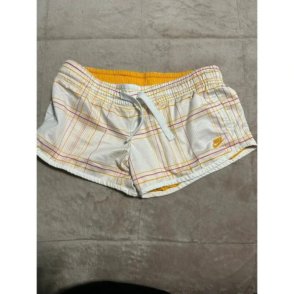 Nike Running Shorts Size Reversible Size Small Yellow Plaid Active Workout - Picture 1 of 6